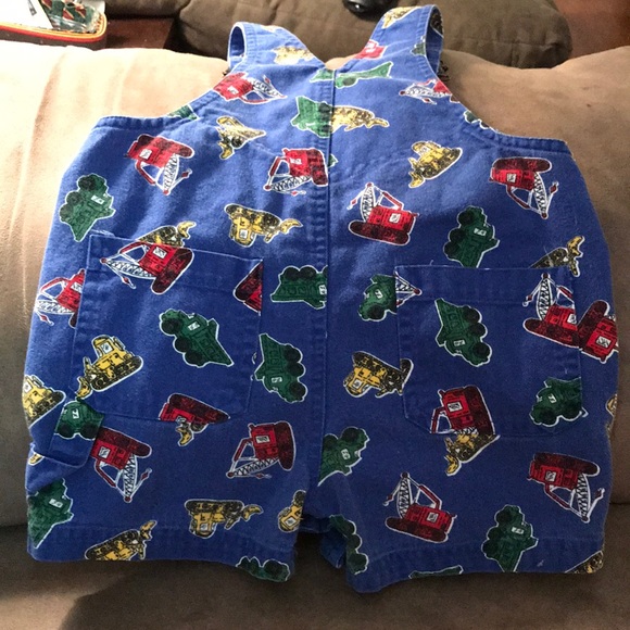 Boys 18M Overall Shorts with Dump Trucks - Picture 3 of 5